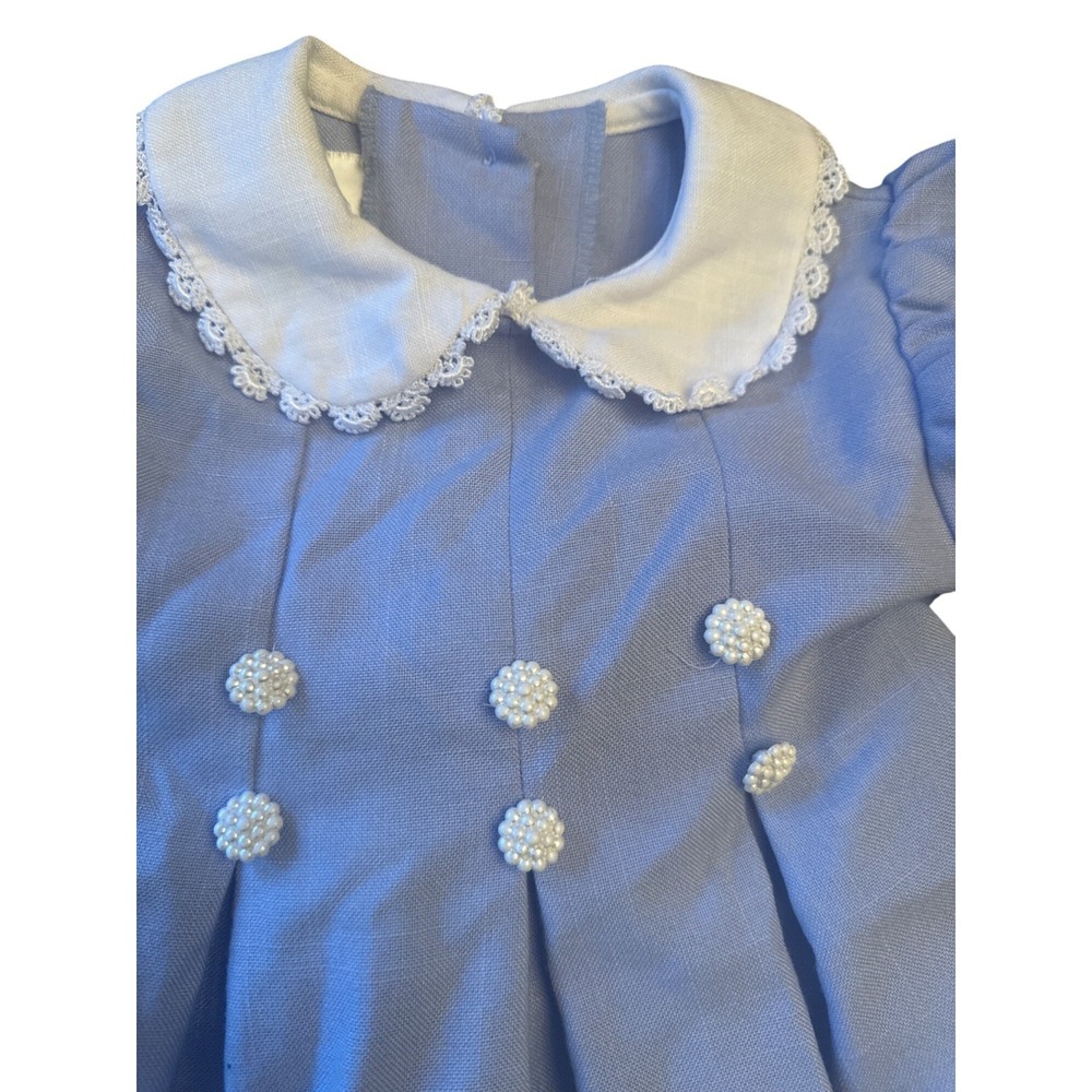 Vintage 90s Baby Girl Dress Bonnie Jean Button Accents Lace Trim Size 2T Sailor - Picture 2 of 6